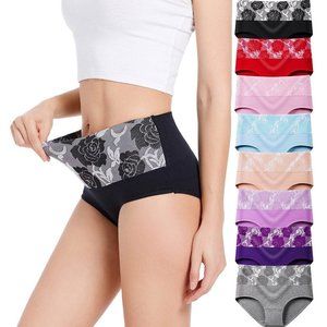 Cotton High Waist Tummy Control Panties - Brief 01 - 8 Pack - Assorted Colors